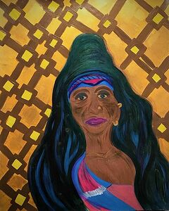 This painting was created based on my reflections on the situation in the Middle East. The portrait conveys the anxieties and concerns carried by mothers on both sides of the current conflict—their hearts filled with compassion and hope.    In the mother’s eyes, there is sorrow for losses and concern for the lives of her children and loved ones. However, the vibrant colors of her attire symbolize unwavering resilience and a determination to continue living.    Acrylic on canvas, varnished, 59x47cm, 2023